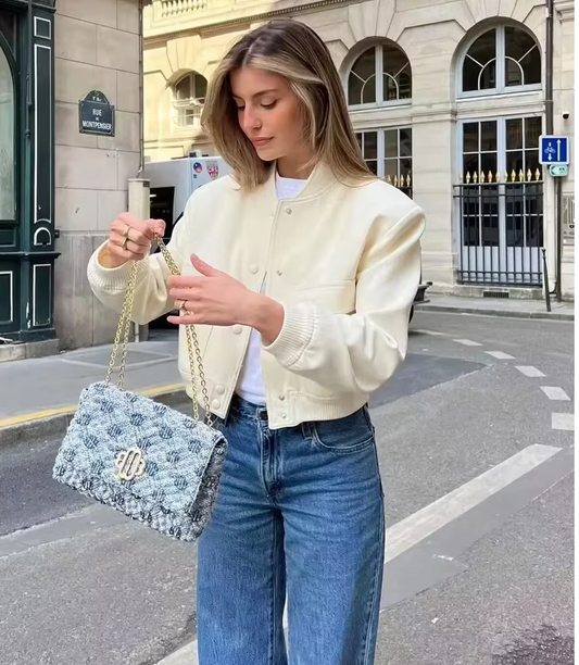 Women's Bomber Jacket – Cropped Baseball Aviator