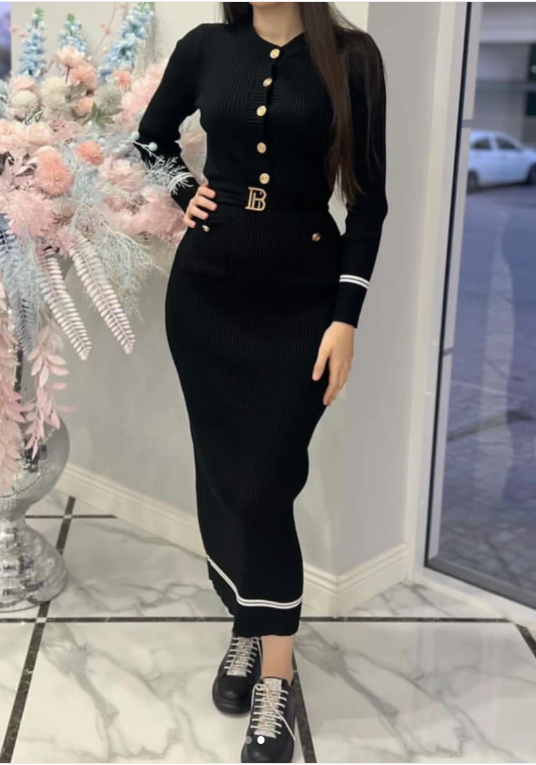 Bodycon Knit Stretch Long Pencil Dress - One Size