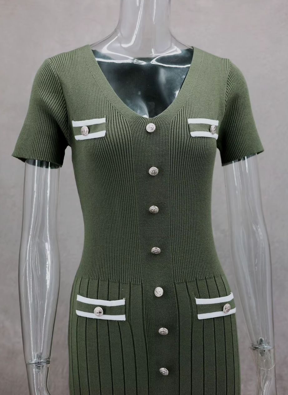 Contrast Pocket Floaty Midi Dress