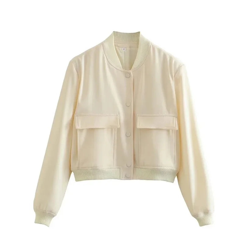 Women's Bomber Jacket – Cropped Baseball Aviator