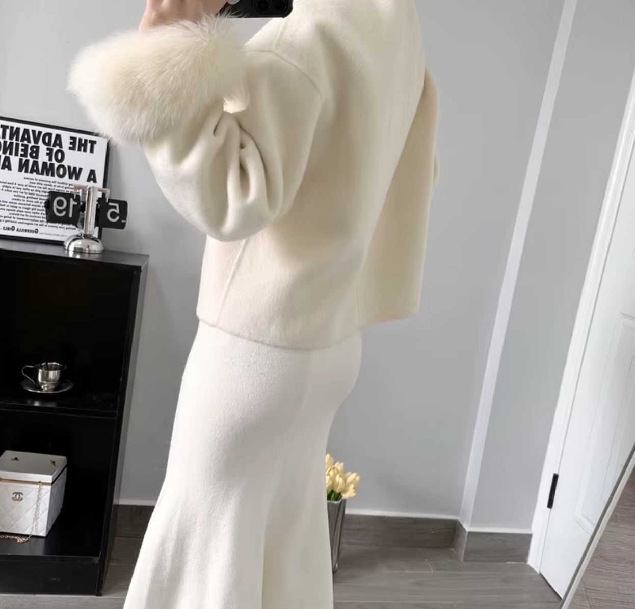 Italia Couture Wool Cropped Coat with High Quality Faux Cuff Sleeves - İtalia Couture