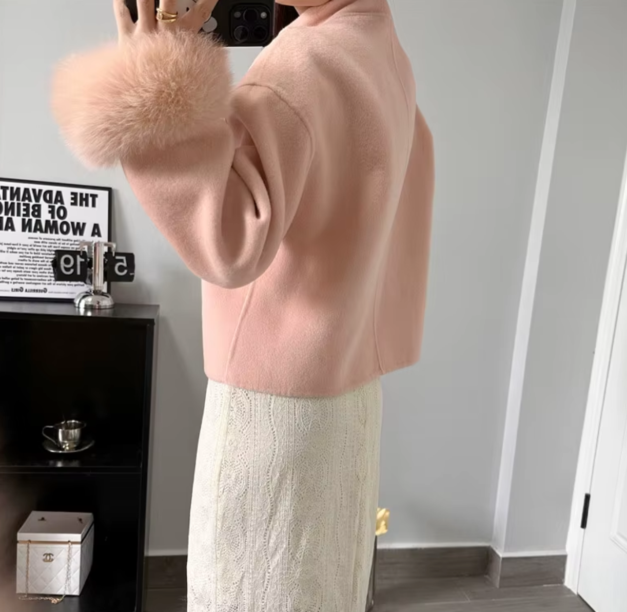 Italia Couture Wool Cropped Coat with High Quality Faux Cuff Sleeves - İtalia Couture