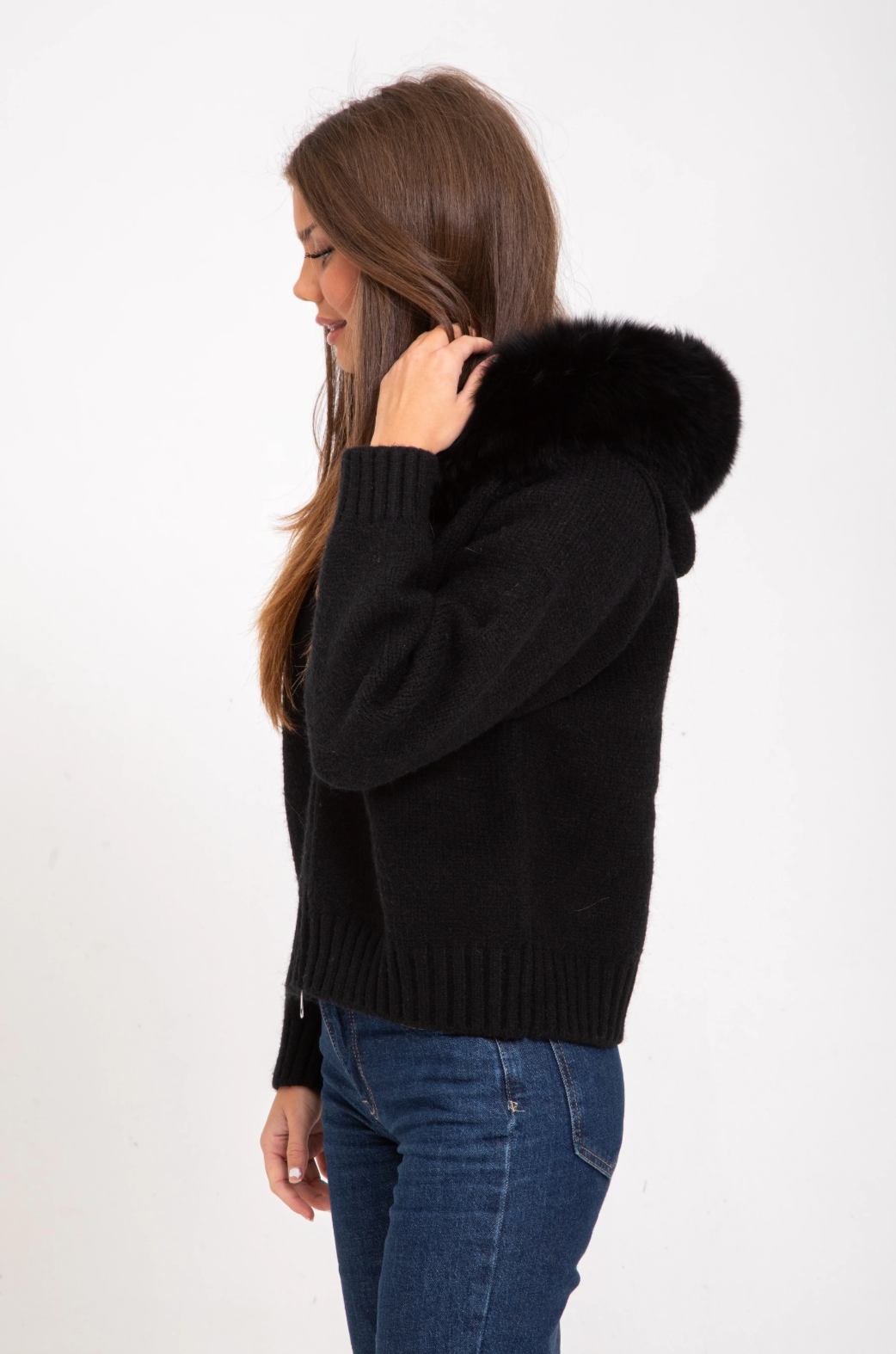 Italia Couture Premium Fur Cardigan Black Jacket - İtalia Couture