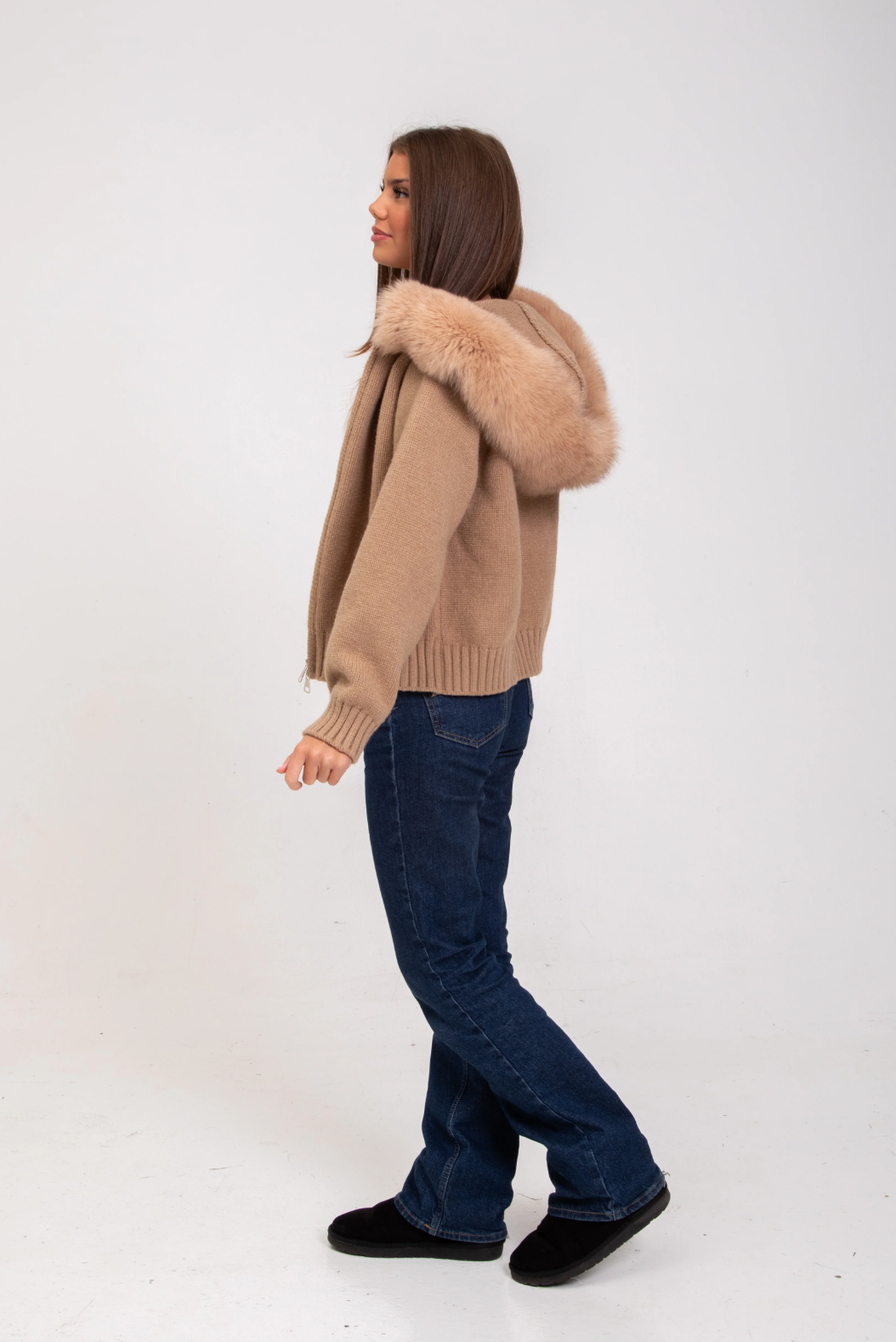 Italia Couture Premium Fur Cardigan Beige Jacket - İtalia Couture