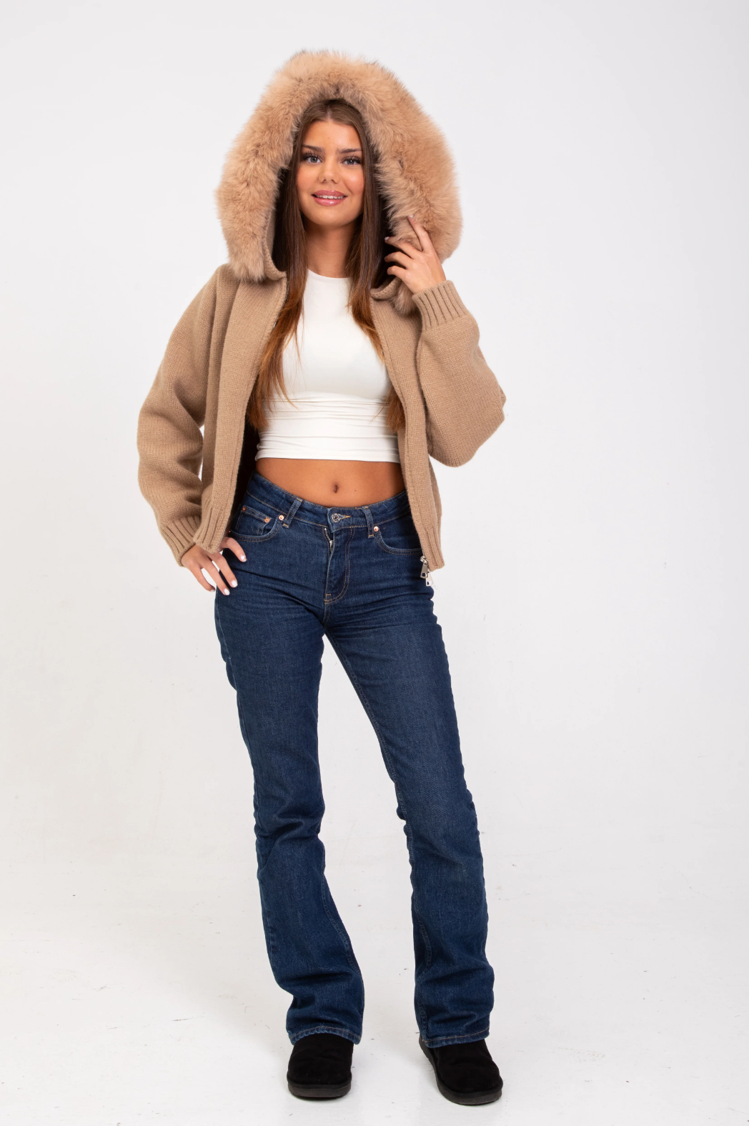 Italia Couture Premium Fur Cardigan Beige Jacket - İtalia Couture