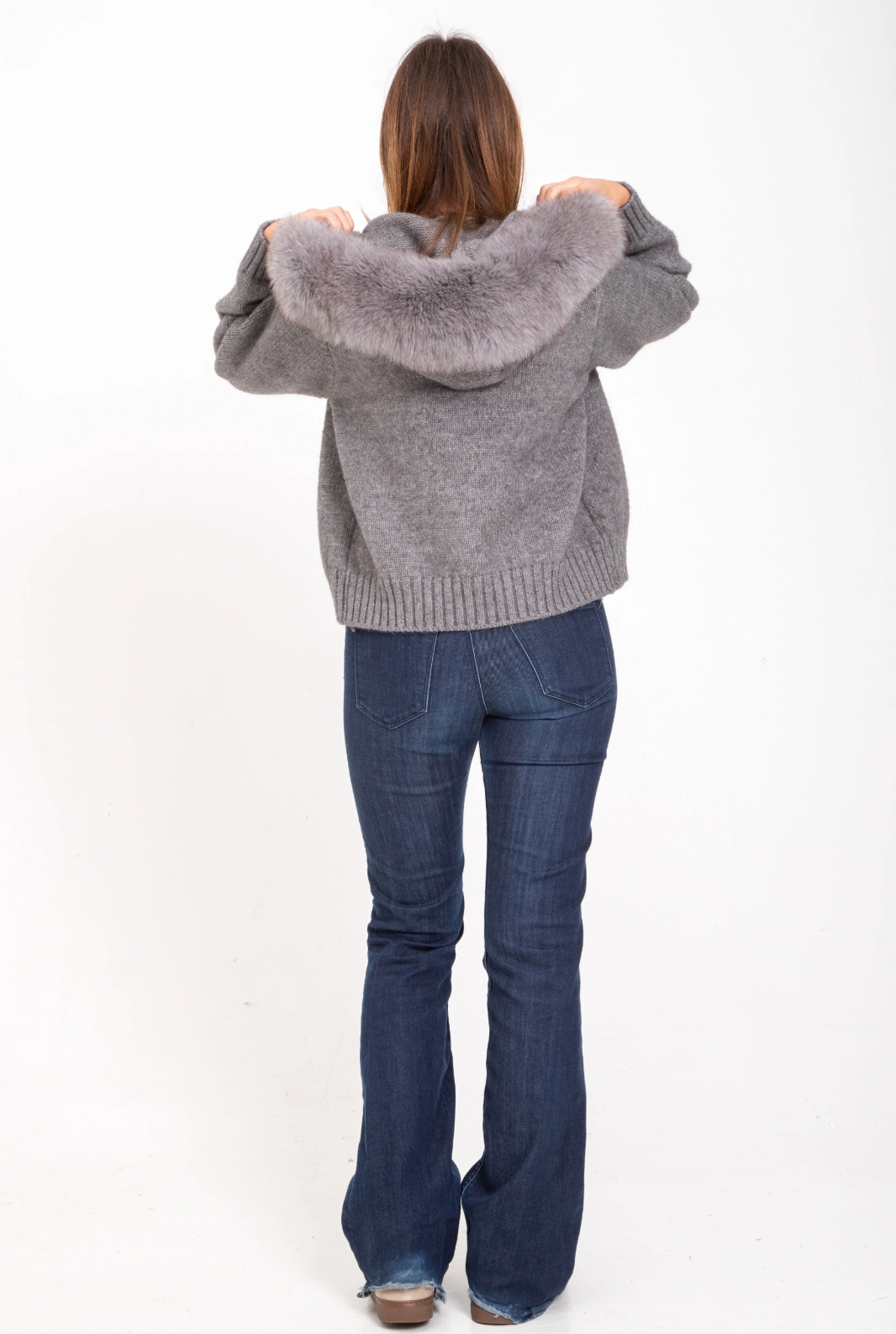 Italia Couture Premium Fur Cardigan Grey Jacket - İtalia Couture