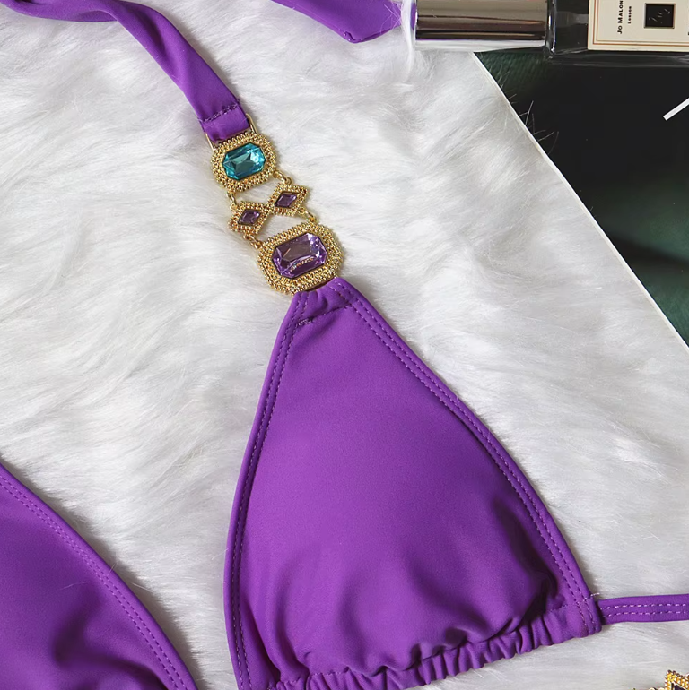 Italia Couture 'Bianca' Rhinestone Bejewelled Swimsuit Bikini Two Piece - İtalia Couture