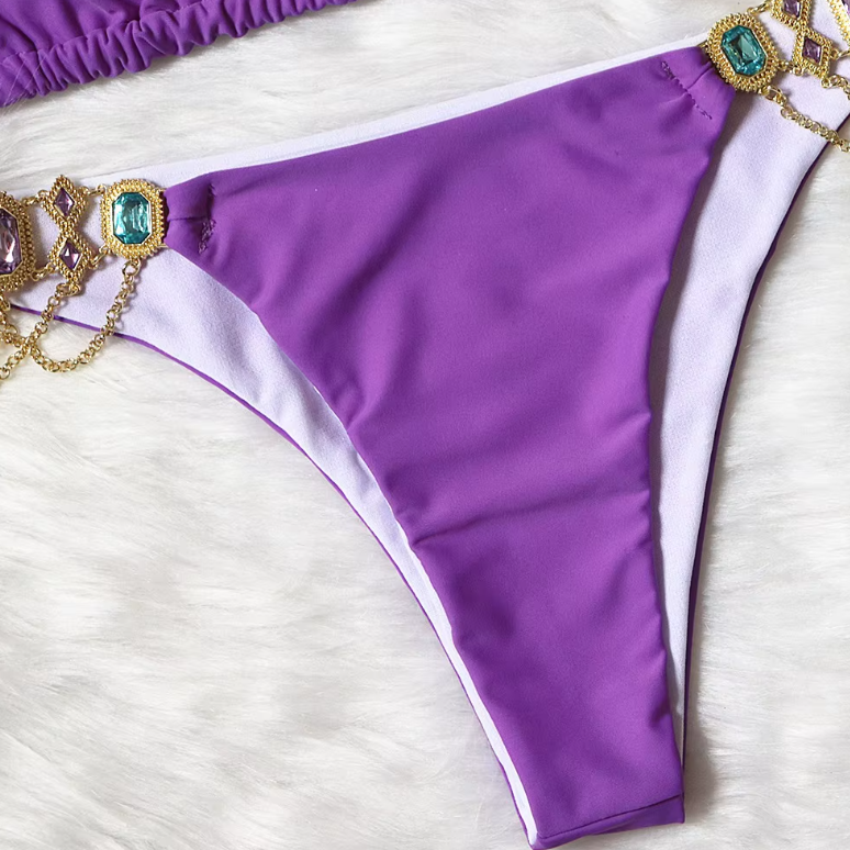 Italia Couture 'Bianca' Rhinestone Bejewelled Swimsuit Bikini Two Piece - İtalia Couture