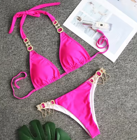 Italia Couture 'Bianca' Rhinestone Bejewelled Swimsuit Bikini Two Piece - İtalia Couture