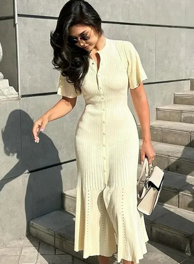 Italia Couture Sandra Summer Floaty Knitted Butterfly Maxi Dress - İtalia Couture