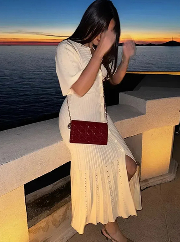 Italia Couture Sandra Summer Floaty Knitted Butterfly Maxi Dress - İtalia Couture