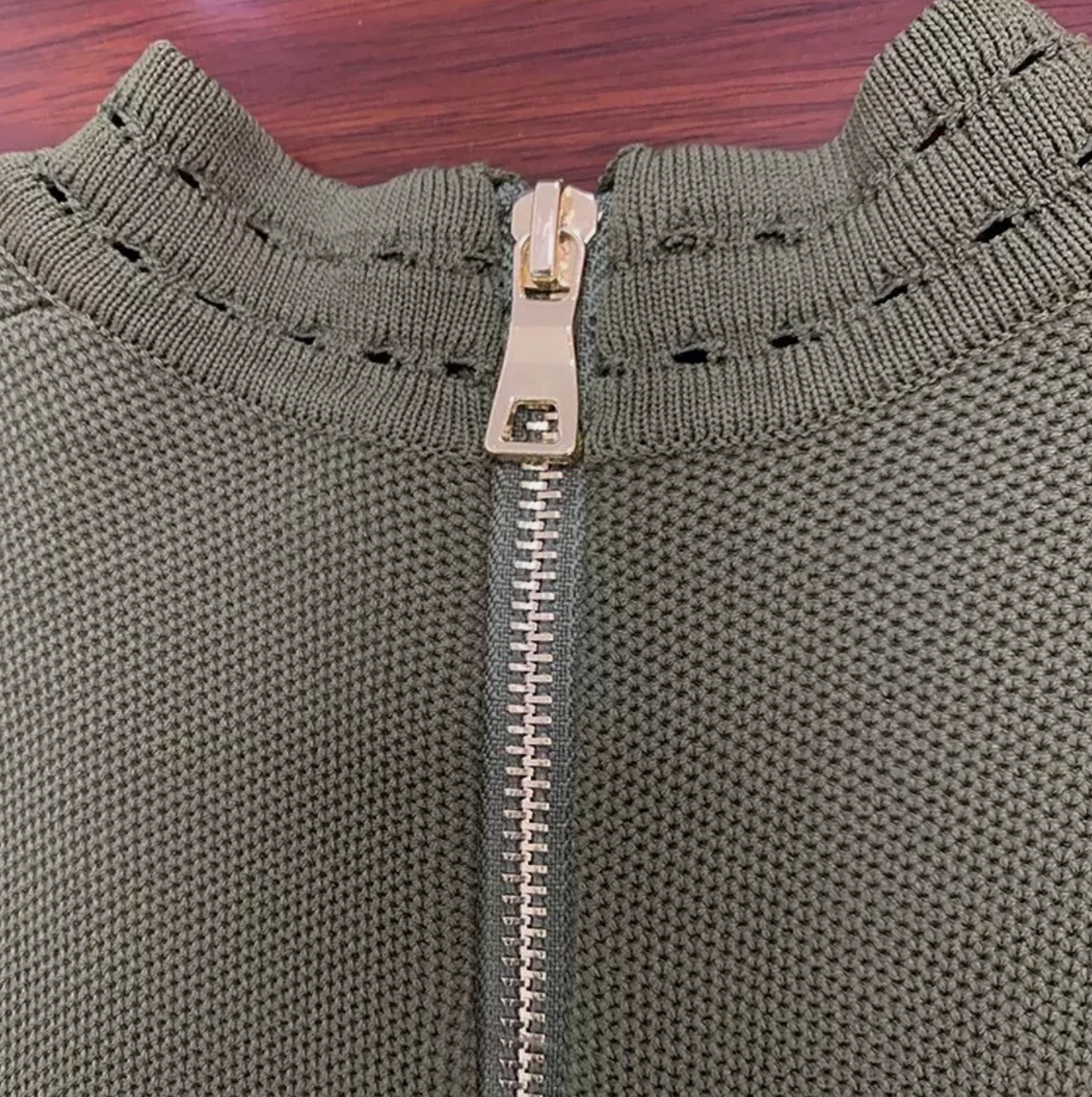 Italia Couture Knit Bandage Bodycon Army Green Mini Dress With Gold Buttons - İtalia Couture