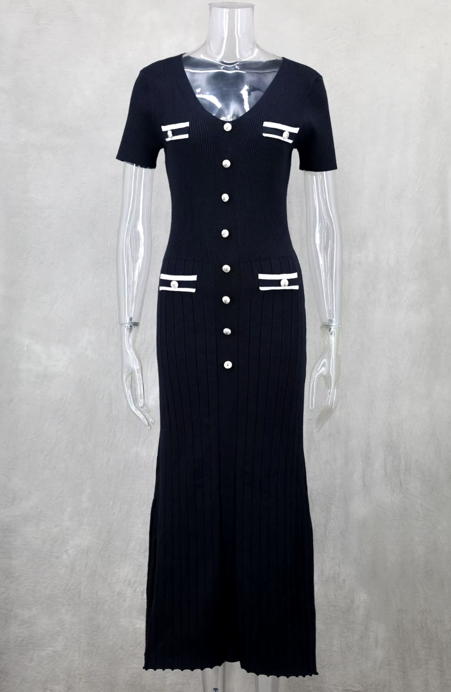 Contrast Pocket Floaty Midi Dress