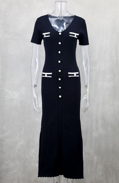 Contrast Pocket Floaty Midi Dress