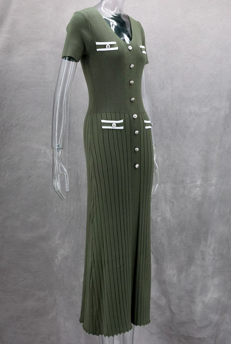 Contrast Pocket Floaty Midi Dress