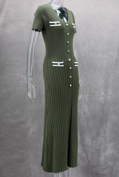 Contrast Pocket Floaty Midi Dress