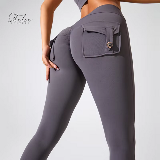 High-Waisted Nylon Yoga Pants with Butt-Lifting Design
