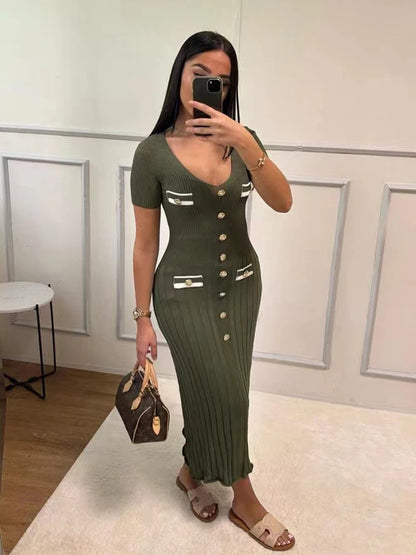 Contrast Pocket Floaty Midi Dress