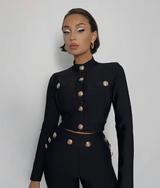 Italia Couture Premium Gold Button Bandage Two piece Co-ord Trousers and Jacket - İtalia Couture 