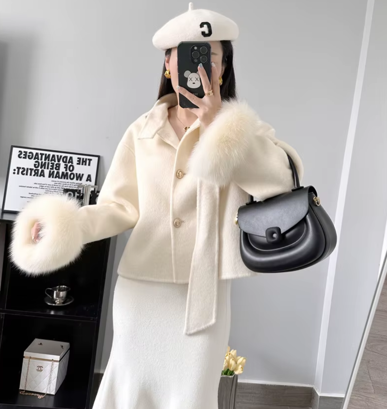 Italia Couture Wool Cropped Coat with High Quality Faux Cuff Sleeves - İtalia Couture 