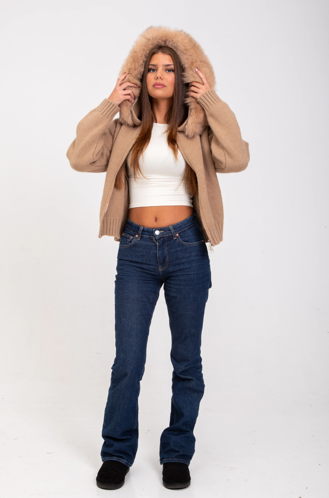 Italia Couture Premium Fur Cardigan Beige Jacket - İtalia Couture 