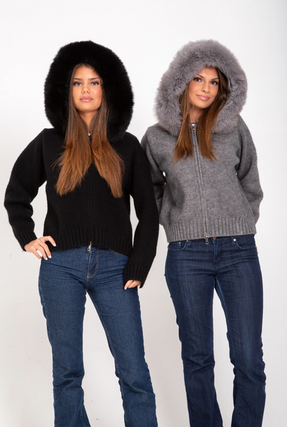 Italia Couture Premium Fur Cardigan Grey Jacket - İtalia Couture 