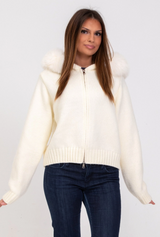 Italia Couture Premium Fur Cardigan Cream Jacket - İtalia Couture 