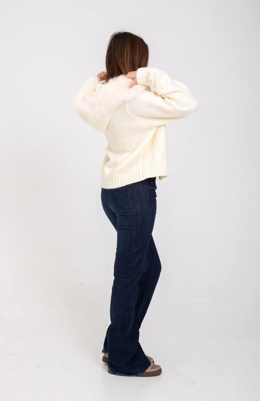 Italia Couture Premium Fur Cardigan Cream Jacket - İtalia Couture 