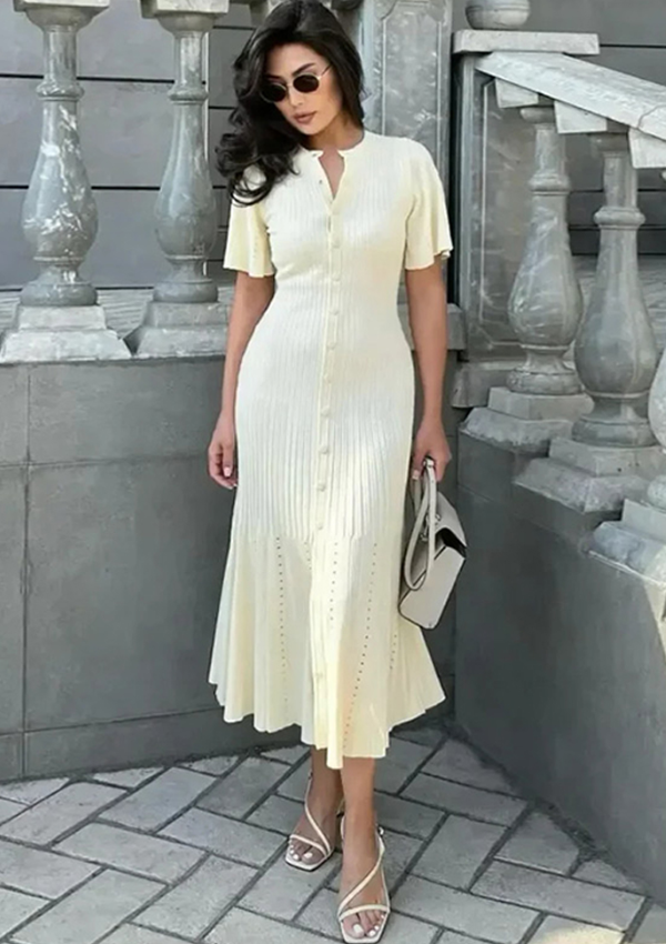Italia Couture Sandra Summer Floaty Knitted Butterfly Maxi Dress - İtalia Couture 