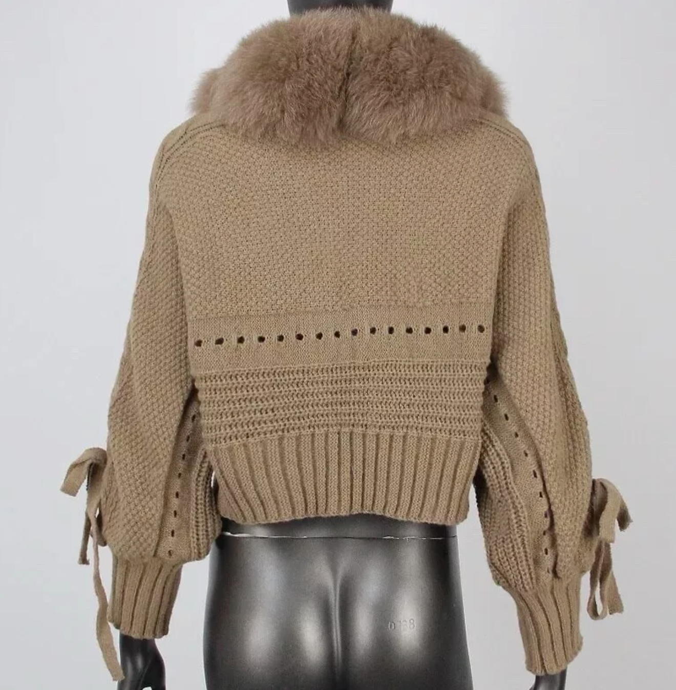 Italia Couture Viral faux fox fur cardigan cropped cashmere wool jumper boutique sweater - İtalia Couture 