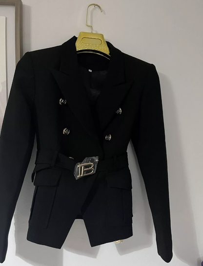 Italia Couture B Blazer Double Breasted Tailored Premium Quality Fitted Blazer - İtalia Couture 