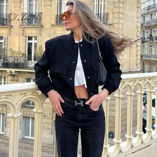 Women's Bomber Jacket – Cropped Baseball Aviator 